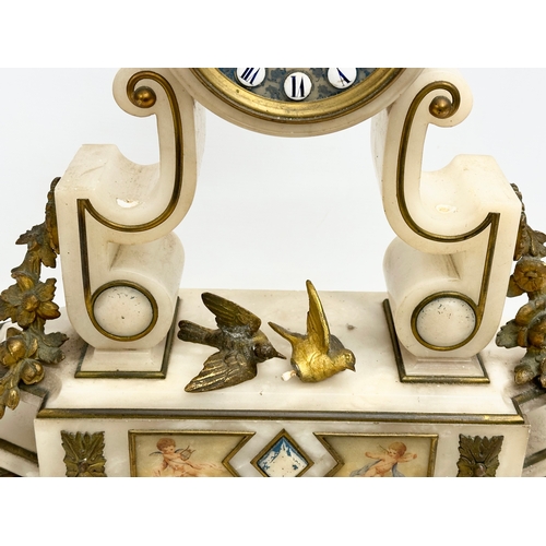 129 - A large late 19th century French onyx and gilt brass mantle clock on stand. 40x12x49cm