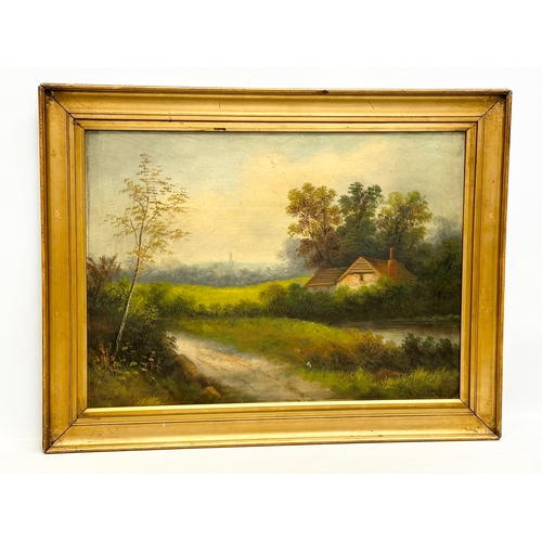 130 - 2 good quality early 20th century oil paintings on boards. 48x35cm. Frame 59x45cm