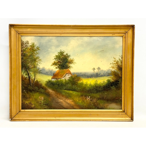 130 - 2 good quality early 20th century oil paintings on boards. 48x35cm. Frame 59x45cm