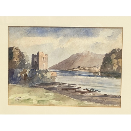 193 - A watercolour by Hunter Jamieson. Narrow Water Castle. 37x26cm. Frame 58x47cm