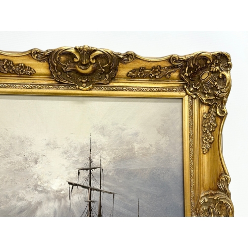 195 - A large oil painting on board by C. Alexis. 39.5x49.5cm. Frame 57x67cm