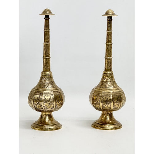 44 - A 19th century Cairo Ware silver and copper inlaid brass incense burner. With a pair of vintage Indi... 