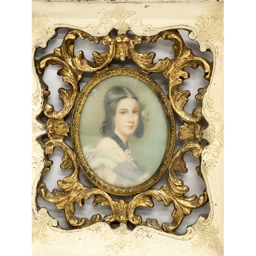 159 - A late 19th century hand painted miniature in gilt frame. 20.5x22.5cm