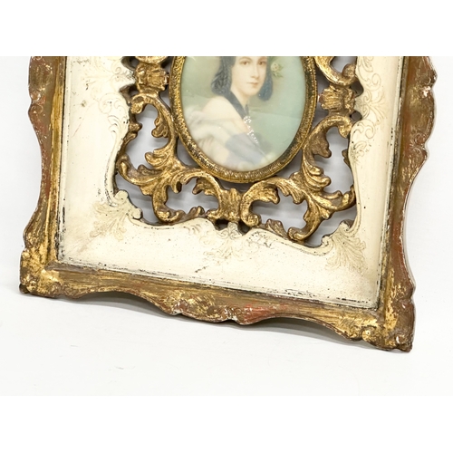 159 - A late 19th century hand painted miniature in gilt frame. 20.5x22.5cm