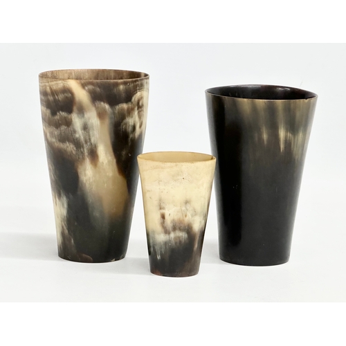 218 - 3 19th century horn drinking cups. 12cm