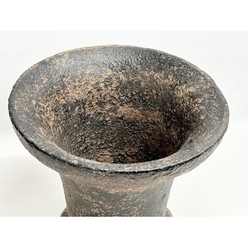 227 - A large 19th century cast iron mortar. 34x30cm