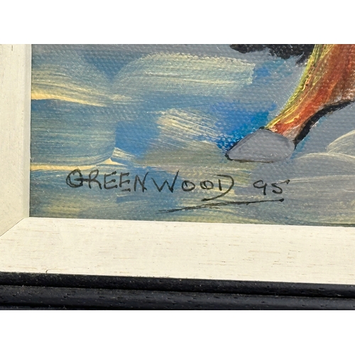 243 - An oil painting on canvas. God Judging Adam. Signed Greenwood. 49.5x39.5cm. Frame 67x57cm.