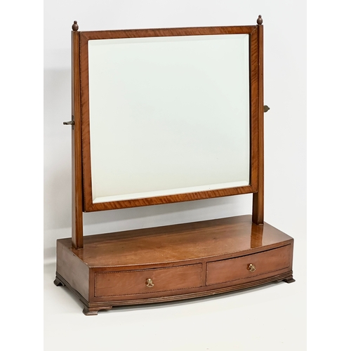 247 - A large George III inlaid mahogany dressing mirror with 2 drawers. 59x25x68cm