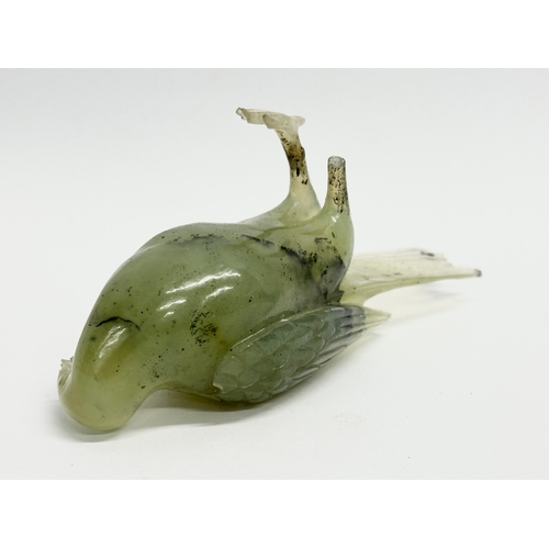 254 - 2 pieces of 19th century Chinese Jade. Bird 15x6.5cm.