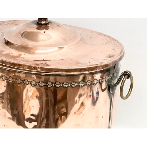 160 - A Victorian copper coal bin with original liner. 43x30x42cm