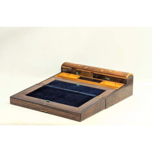 260 - An early 20th century inlaid padauk writing box. 42x48.5x13cm