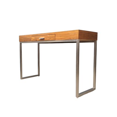 889 - A Mid Century style rosewood and chrome console table with drawer. 121x41x75cm