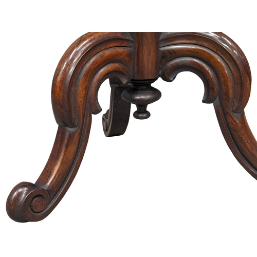 946 - A Victorian rosewood worktable with Barley Twist pedestal on Cabriole legs. 44x77cm