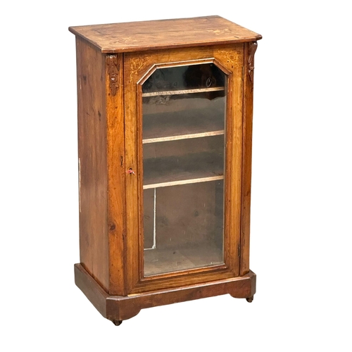 947 - A Victorian inlaid walnut music cabinet/display cabinet. 51x34x89cm (1)