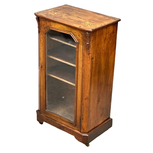 947 - A Victorian inlaid walnut music cabinet/display cabinet. 51x34x89cm (1)