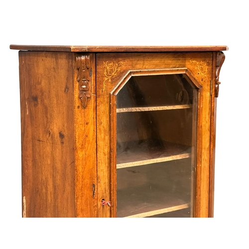 947 - A Victorian inlaid walnut music cabinet/display cabinet. 51x34x89cm (1)