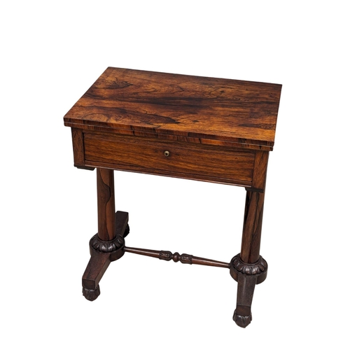 955 - A excellent quality late George IV rosewood turnover games table/side table, with drawer. Circa 1825... 