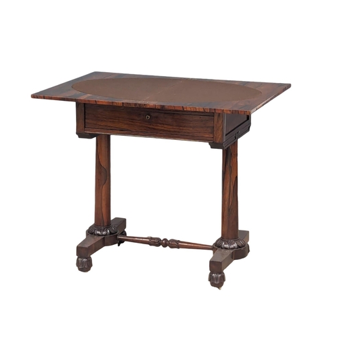 955 - A excellent quality late George IV rosewood turnover games table/side table, with drawer. Circa 1825... 