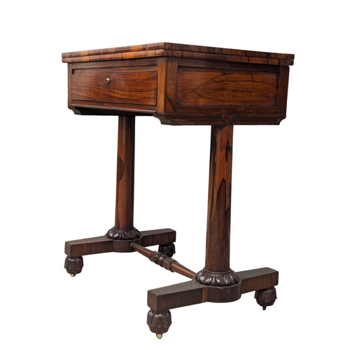 955 - A excellent quality late George IV rosewood turnover games table/side table, with drawer. Circa 1825... 