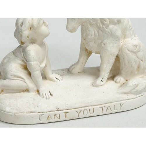 8 - A plaster figure titled ‘Can’t You Talk’ from the original by Princess Charlotta Eugenie. 19x14cm