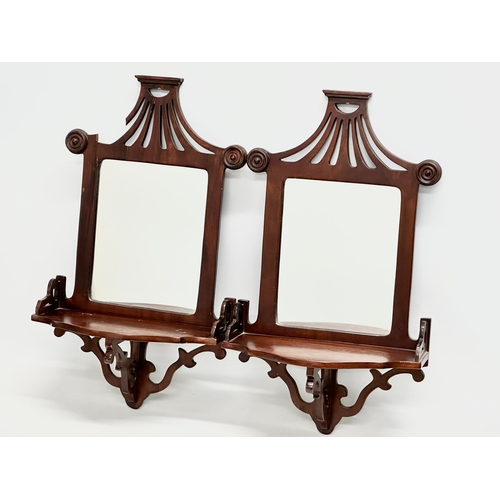 26 - A pair of 19th century style mahogany mirror back wall brackets. 29.5x14x51.5cm