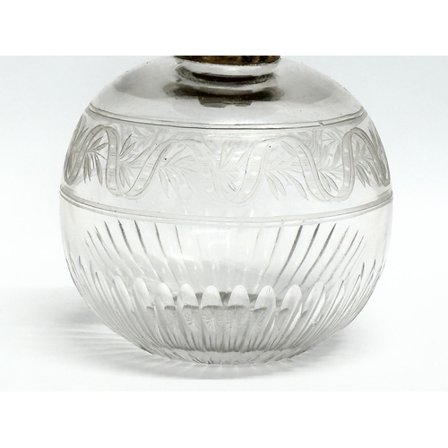 415 - An early 20th century silver mounted and etched glass perfume bottle/scent bottle, by Mappin & Webb.... 