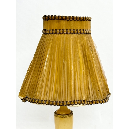 399 - 2 vintage onyx and brass table lamps. Largest 57cm