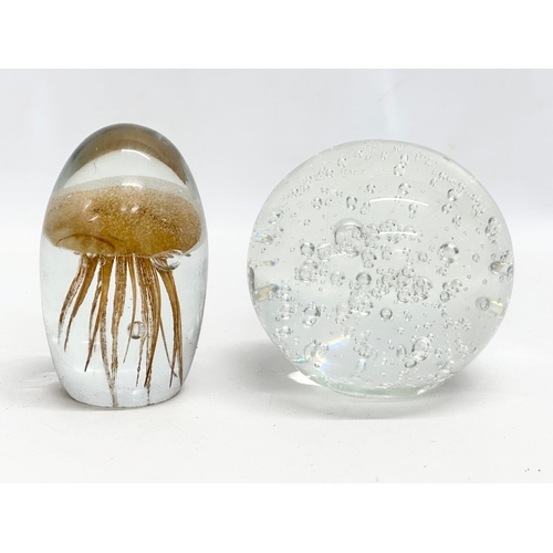 396 - A Sharper Image Design Light and Sound Soother with large Bubble Glass paperweight and a Jellyfish p... 