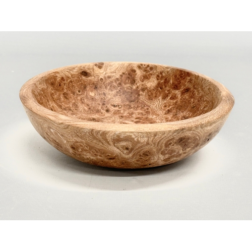 395 - A Sunday lot. A Burr Elm bowl, signed John Harrison 15.5x4.5cm. A Chinese style pine and brass bound... 