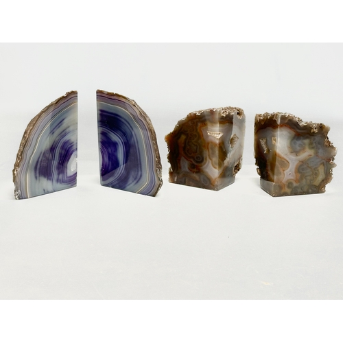 394 - 2 pairs of Agate Druzy Bookends. 9x5x11cm