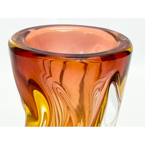 73 - A 1960’s Swirl Glass vase by Josef Hospodka for Chribska Glassworks. 11.5x17.5cm