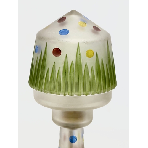 78 - A mid 20th century hand painted Frosted Glass Mushroom lamp. Circa 1940-1960. 24.5cm