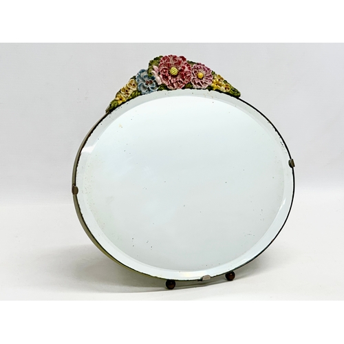 79 - A 1930’s Barbola bevelled mirror. 28x28cm