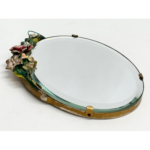 80 - A 1930’s Barbola bevelled mirror. 17x22cm
