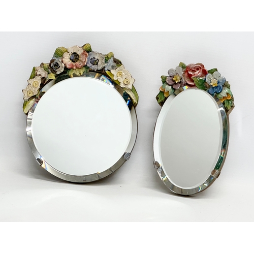 83 - 2 1930’s Barbola bevelled mirrors. 16x19cm. 11x18cm