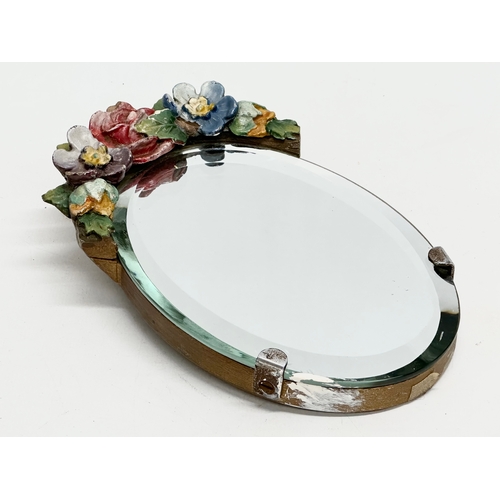 83 - 2 1930’s Barbola bevelled mirrors. 16x19cm. 11x18cm