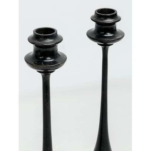 397 - A pair of early 20th century Irish wooden candlesticks. Circa 1910. 24.5cm