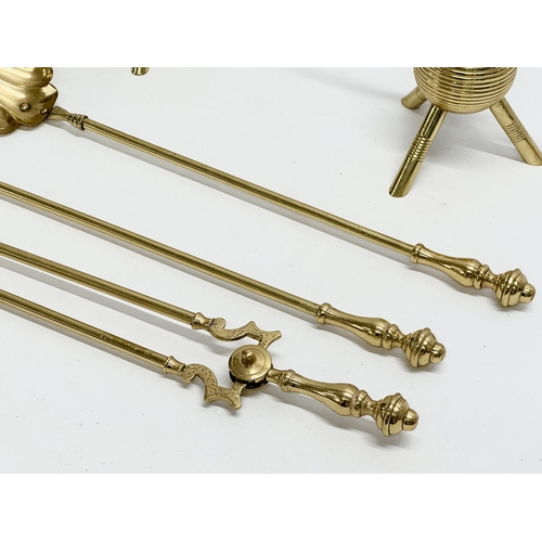 58 - Christopher Dresser. A pair of good quality late 19th century brass fire andirons attributed to Chri... 