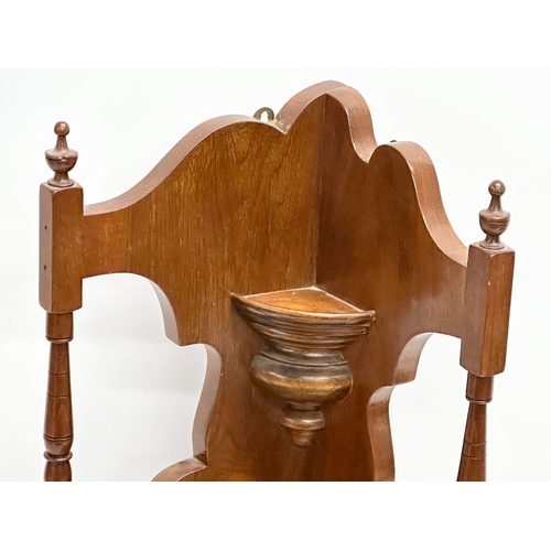 377 - A late Victorian walnut corner wall bracket with 2 drawers. Circa 1890-1900. 25x23x60cm