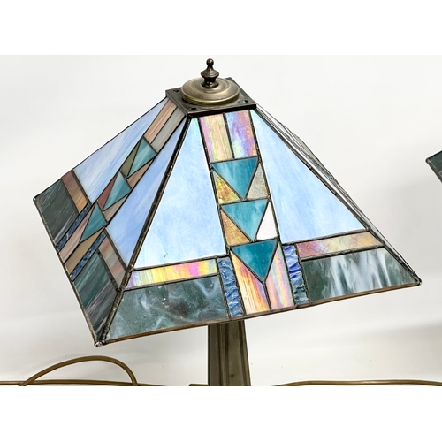 156 - A pair of large Tiffany style table lamps. 33x33x54cm