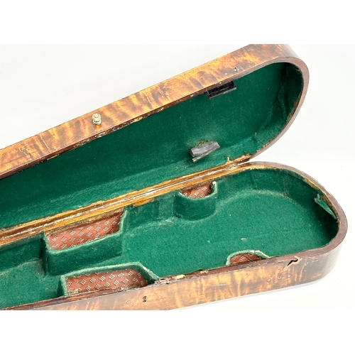 159 - A good quality Victorian inlaid curly maple violin case. 82x25x12cm