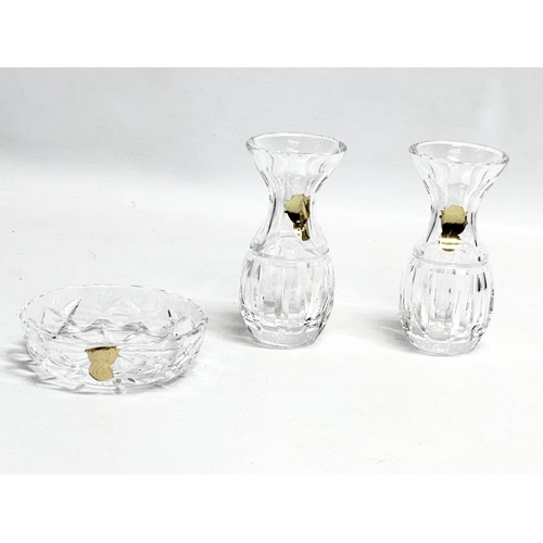 126 - Waterford Crystal. A pair of of Waterford Crystal ‘Boyne’ champagne coupes 9.5x11cm. 3 short stem Wa... 