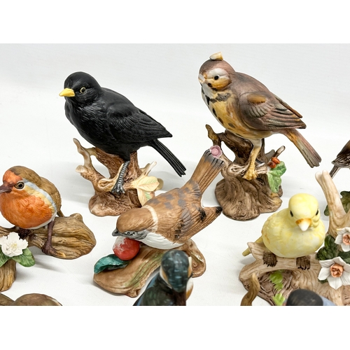 372 - A collection of pottery birds. Goebel x3. Bewick x1 (chipped beak) Royal Osborne x2 and more.