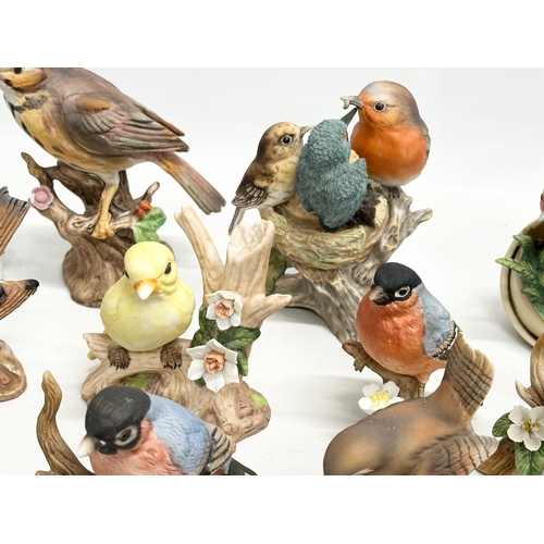 372 - A collection of pottery birds. Goebel x3. Bewick x1 (chipped beak) Royal Osborne x2 and more.