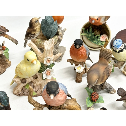 372 - A collection of pottery birds. Goebel x3. Bewick x1 (chipped beak) Royal Osborne x2 and more.