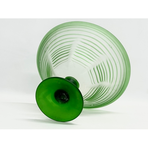 185 - A Mid Century Uranium Glass sharp cut sided comport. Circa 1950-1960. 27x20.5cm