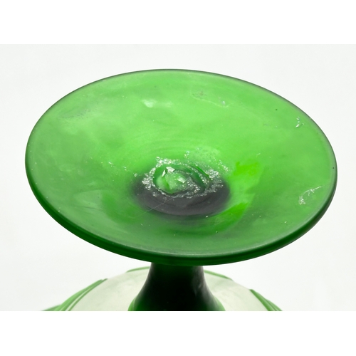 185 - A Mid Century Uranium Glass sharp cut sided comport. Circa 1950-1960. 27x20.5cm