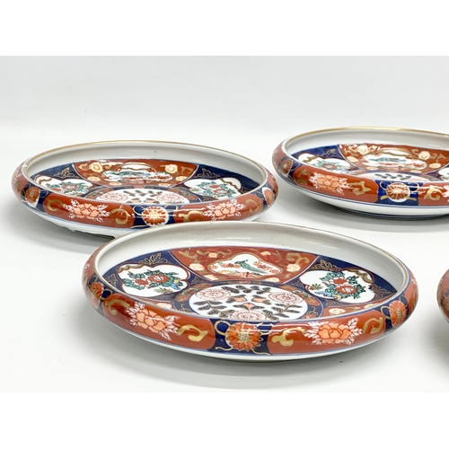 363 - 5 vintage Japanese Gold Imari hand painted shallow bowls. 19x4cm