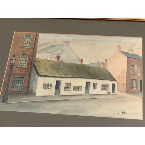 161 - A watercolour drawing by John Sefton. Frederick Street, Belfast. 35x24cm. Frame 50x39cm.
