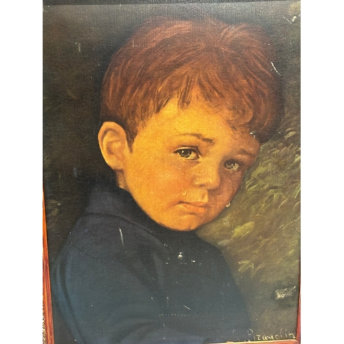 186 - A large 1960’s Mid Century Giovanni Bragolin print. Alfie Crying Tears. 51.5x70.5cm